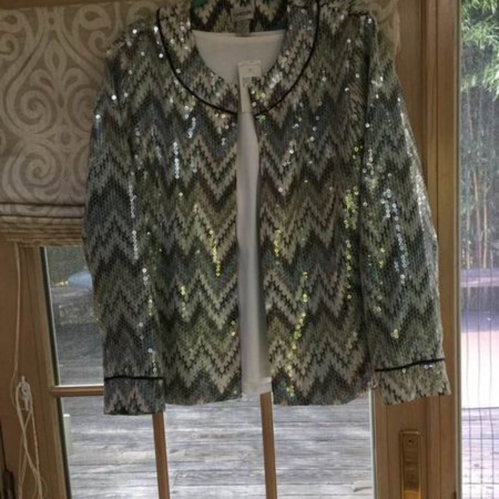Turqoise, Gray and White Sequin Jacket